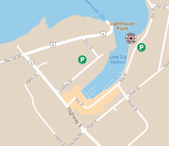 GOOGLE MAP map to kayak - jet ski rentals tobermory